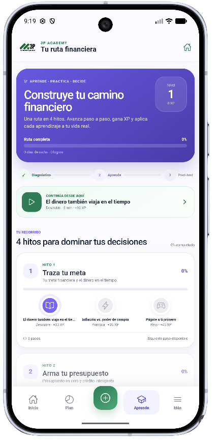 Ruta de aprendizaje de 3P Finanzas